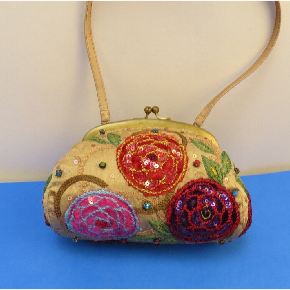 Santi Pierre Urbach Clutch Small Purse Bag Floral Bright Color